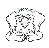 Dog anger emotion, line coloring page vector