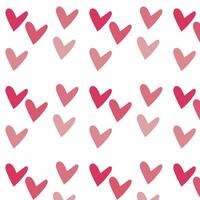 Pink heart seamless pattern on white background vector