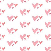 Cute pink heart pattern on white background vector