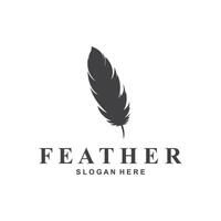 feather logo design template with simple design vector