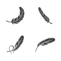 four different types of feathers on a white background simple vector