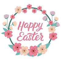 A flowery design with the words Happy Easter written in cursive vector