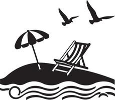 Stark and Serene, A Minimalist Black and White Beach Getaway vector