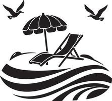 Coastal Simplicity, A Striking Monochrome Beach Illustration vector