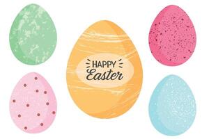 A set of Easter eggs with a happy Easter message vector