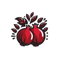 Pomegranate Logo Flat Illustration Isolated on White Background. vector