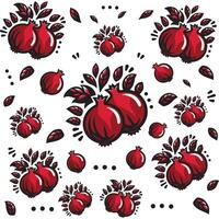 Pomegranate Seamless Pattern Flat Illustration. vector