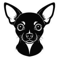 Chihuahua dog Front view of head silhouette illustration White Background vector