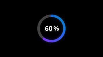 Displaying Zero Percent in Loading Circle on Black Background Animation video