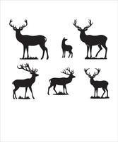 Deer silhouette set vector