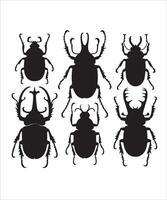 Silhouette Collection of Various Beetles vector