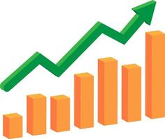 3D cube chart up rising or saving, money, profit chart line with upward green arrow template vector