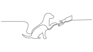 Continuous Line Drawing of a Dog Receiving a Treat vector