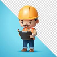 Construction worker writing on clipboard, 3D. Suitable for business, construction and element design vector