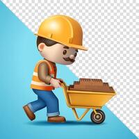 Construction workers carry a cart full of bricks, 3D. Suitable for business, construction and element design vector