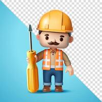 Construction worker holding big screwdriver, 3D. Suitable for business, construction and element design vector