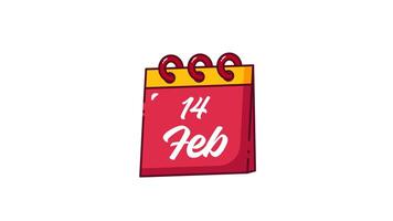 A red calendar with the word 14 february written on it video