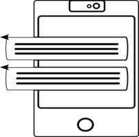 A drawing of a smartphone with two lines on it vector