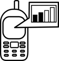 Mobile phone with bar graph icon vector