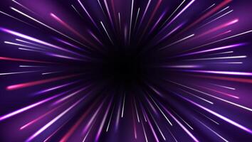Radial motion effect. High speed light rays, zoom in motion blur effect, starburst dynamic lines and hyperspace jump. abstract tunnel through space background vector