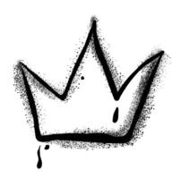 Graffiti spray paint crown with splash and dots in black color vector