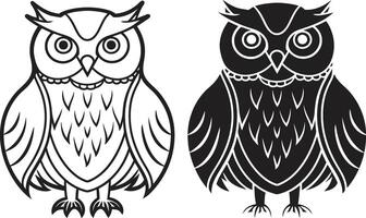 Mystical Owl Line Drawing Intricate Nocturnal Bird Artwork vector