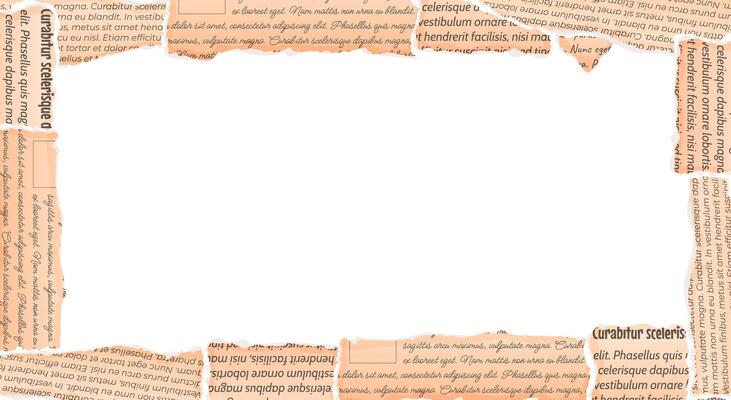 Frame of rip paper with unreadable text in realistic style