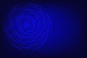 Swirling blue abstract background with circles and light patterns. Blue light circle center technology cyberspace on dark background. vector
