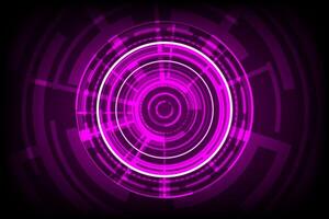 Abstract background. Technology Circle Background. Glowing purple circles with a swirling pattern on a dark digital background. Circuit, ring, hardware security technology design. vector