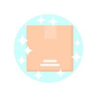 delivering box icon with sparkles on a white background. Flat design illustration. graphics vector