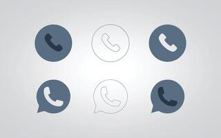 Set of WhatsApp call icons also outline, call receiver, with a silver background vector