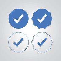 Blue Verified Badge and outline in different shapes, silver background vector