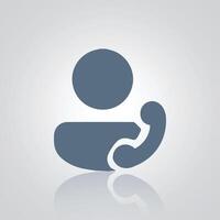 Generic person call icon, with sliver background vector