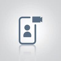 Conferance call icon in smartphone mobile signs, with silver background vector