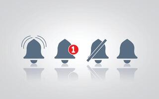 A set of generic bell icons. with a silver background vector
