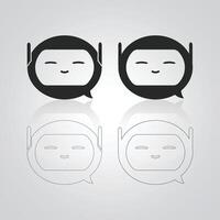 Chatbot characters outline, robot illustration, Chat Messages, AI robot art in black color vector