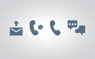 Set of messages, call icons, chat signs, outlined with a silver background vector