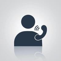 Generic person ringing call icon, with silver background vector