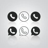A set of WhatsApp icons, a chat call icon, is also an outlined phone with a silver background vector