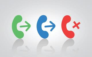 Call receiver action icons and signs, with a silver background vector