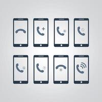 Set of smartphone mobile phone action cellphone technology communication internet device touchscreen wireless vector
