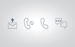 Set of messages, call icons, chat signs, with a silver background vector