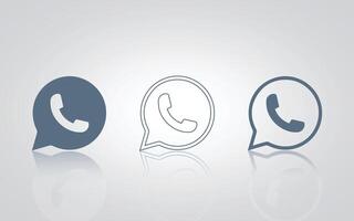 Set of WhatsApp icons also outline, call receiver, with a silver background vector