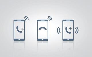 A set of smartphones, a mobile phone action ringing and vibrating, a cellphone touchscreen device, vector
