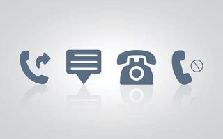 Call icons, telephone sign, chat, message, with a silver background vector
