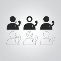 Set of generic person ringing call icon, with silver background vector