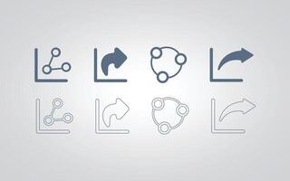 Share icons and sign with arrow in grey color, also in outline with silver abstract background vector