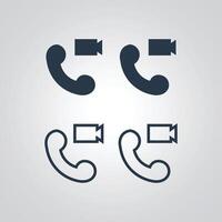 Conference call icons, also in outline with silver background vector