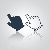 Cursor finger icon also outlined with a silver background vector