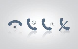 Set of call icons, telephone sign, don't call with a silver background vector